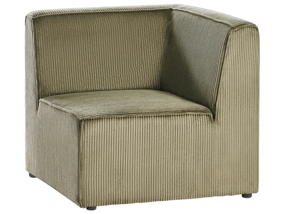 Modular Corner Sofa 4 Seater Left Hand Green Corduroy with Ottoman Ilkeston