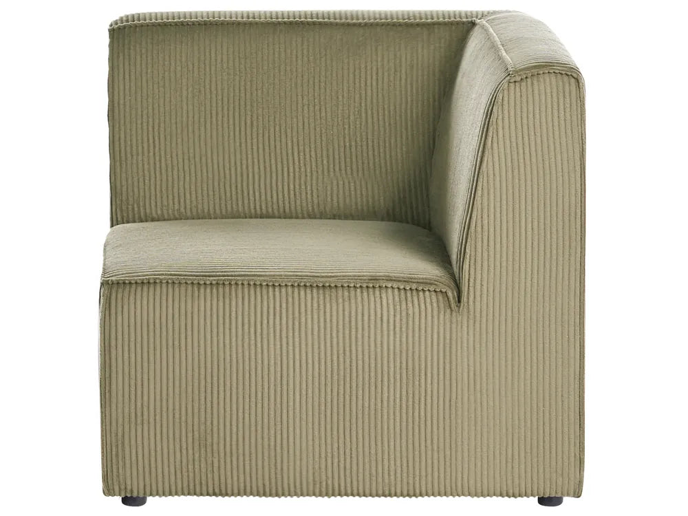 Modular Corner Sofa 4 Seater Left Hand Green Corduroy with Ottoman Ilkeston