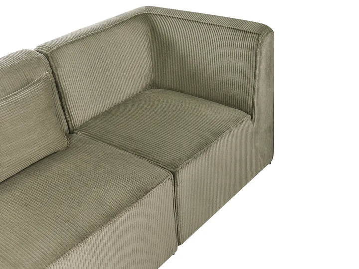 Modular Corner Sofa 4 Seater Left Hand Green Corduroy with Ottoman Ilkeston