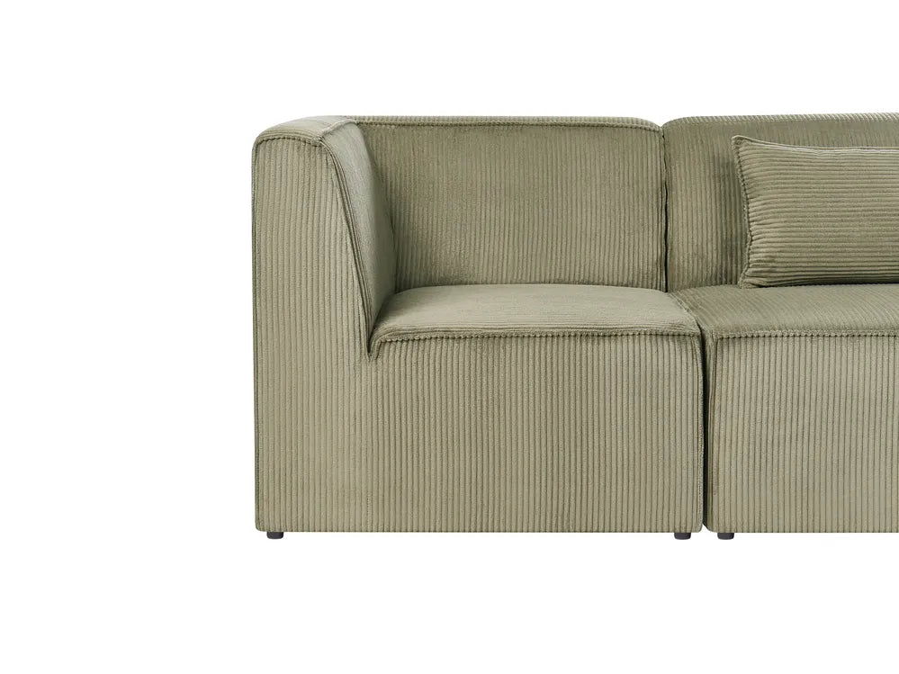 Modular Corner Sofa 4 Seater Left Hand Green Corduroy with Ottoman Ilkeston