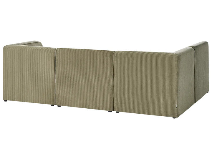 Modular Corner Sofa 4 Seater Left Hand Green Corduroy with Ottoman Ilkeston