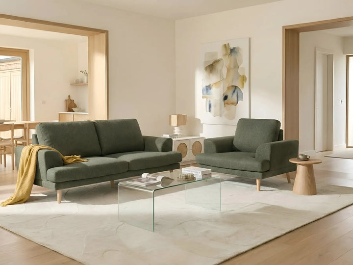 Green fabric sofa seating set