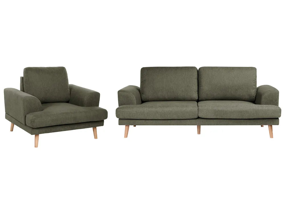 Green 4-seater fabric living room set