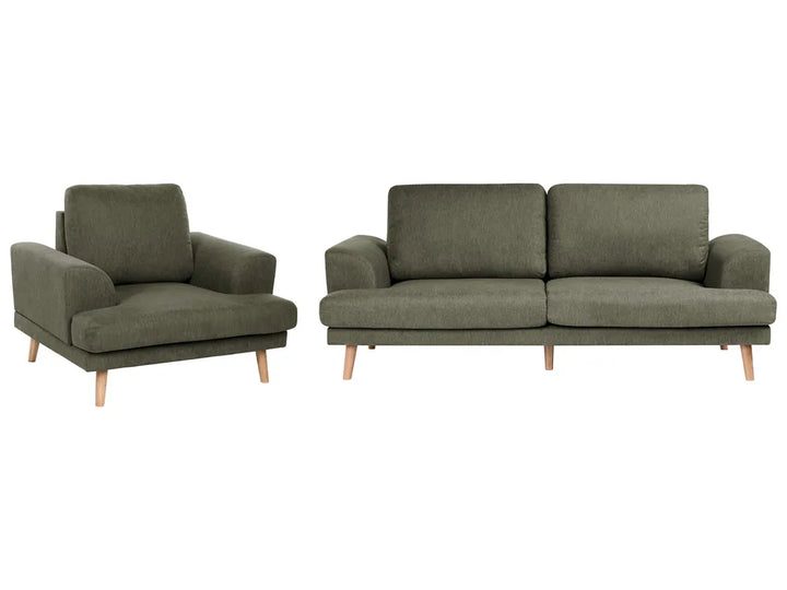 Green 4-seater fabric living room set