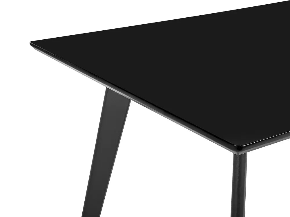 Black rectangular table with a glossy finish on a white background