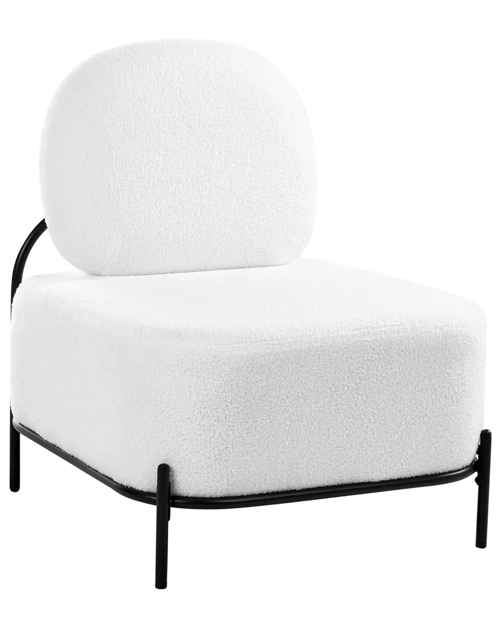 Modern chair with white cushioned seat and backrest on a white background