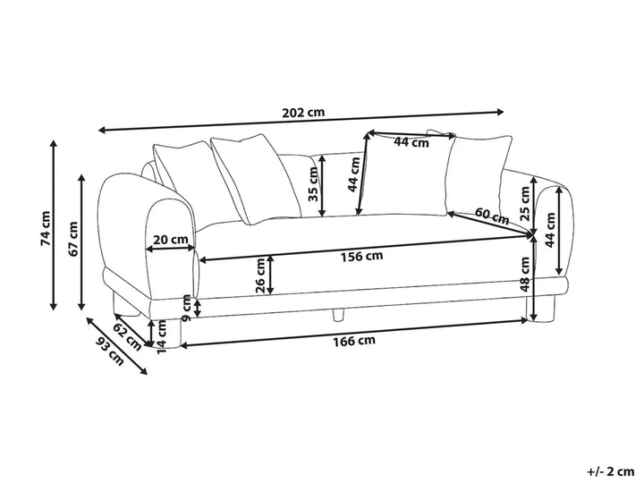 Sofa 3 Seater Fabric Off-White Dawsey