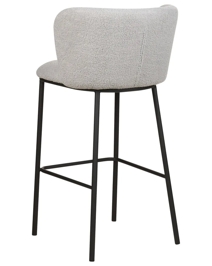 Set of 2 Bar Chairs Boucle Light Grey Meuble