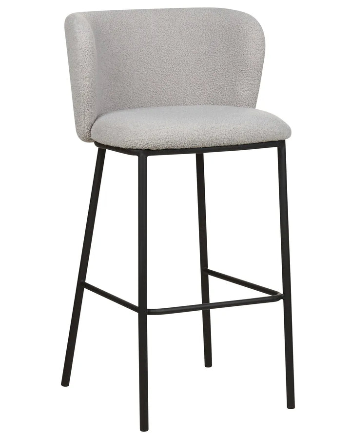 Set of 2 Bar Chairs Boucle Light Grey Meuble