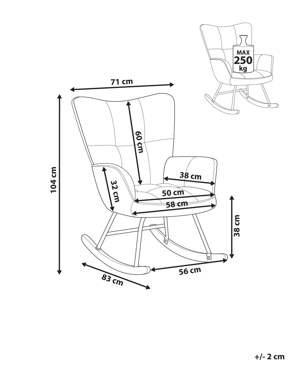Rocking Chair Velvet Multicolour Niebrara