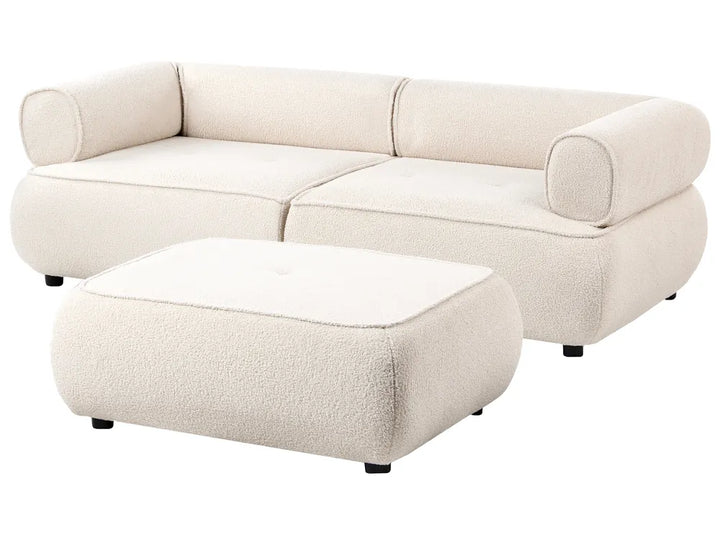 Sofa 3 Seater with Ottoman Boucle Off-White Aillee