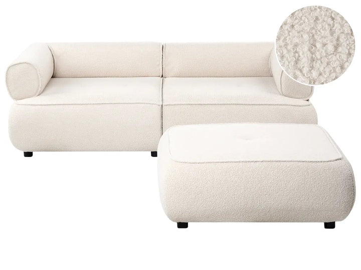 Sofa 3 Seater with Ottoman Boucle Off-White Aillee