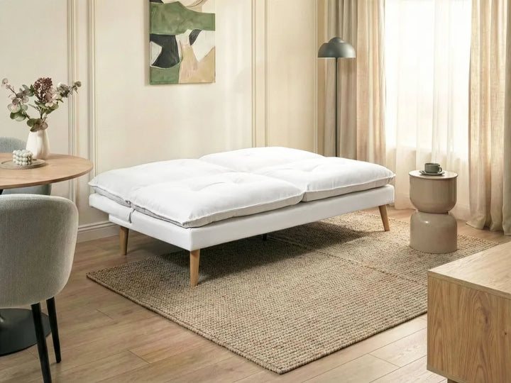Sofa Bed 3 Seater Fabric White Ayjah