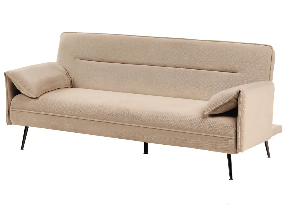 Sofa Bed 3 Seater Fabric Light Brown Petrillo