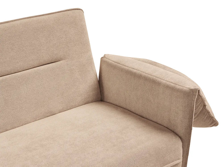 Sofa Bed 3 Seater Fabric Light Brown Petrillo
