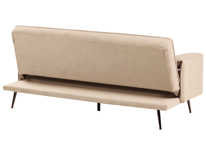 Sofa Bed 3 Seater Fabric Light Brown Petrillo