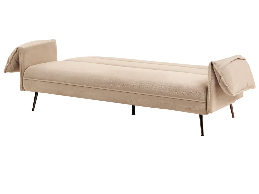 Sofa Bed 3 Seater Fabric Light Brown Petrillo