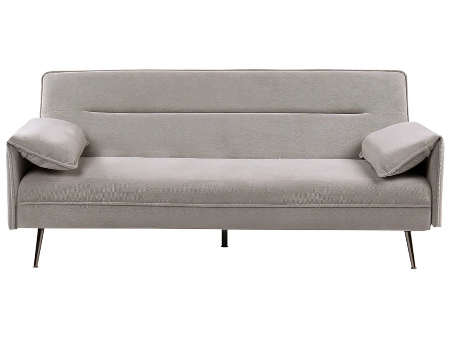 Gray sofa with cushions on a white background