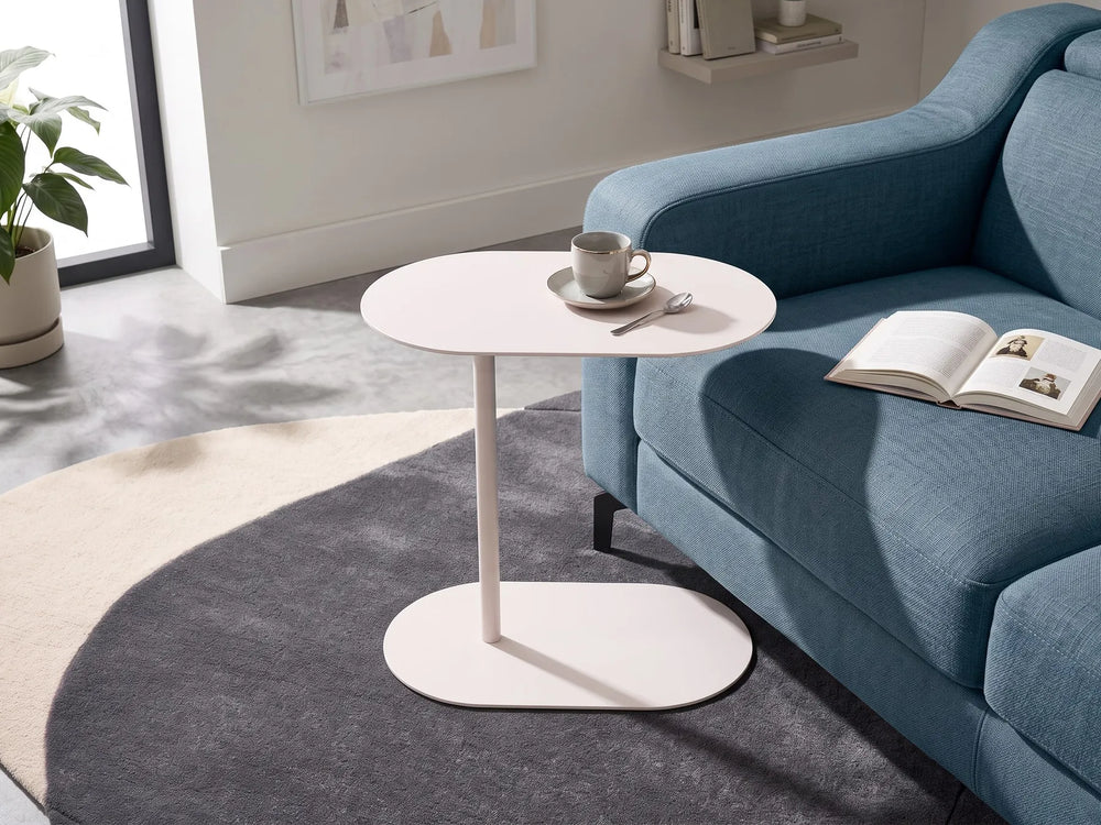 Off-white round metal side table