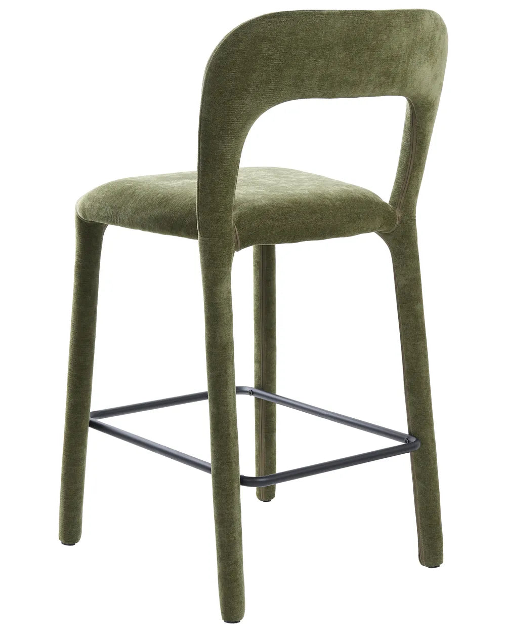 Set of 2 Bar Chairs Chenille Green Fiama