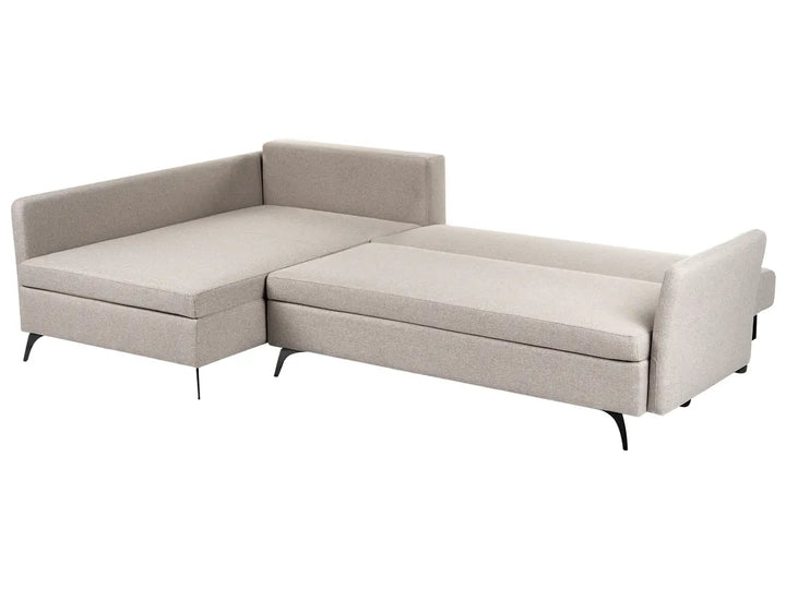 Corner Sofa Bed 3 Seater Fabric Beige with Storage Right Hand Jaydin