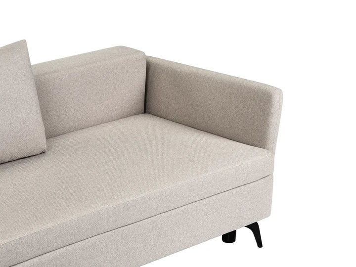 Corner Sofa Bed 3 Seater Fabric Beige with Storage Right Hand Jaydin