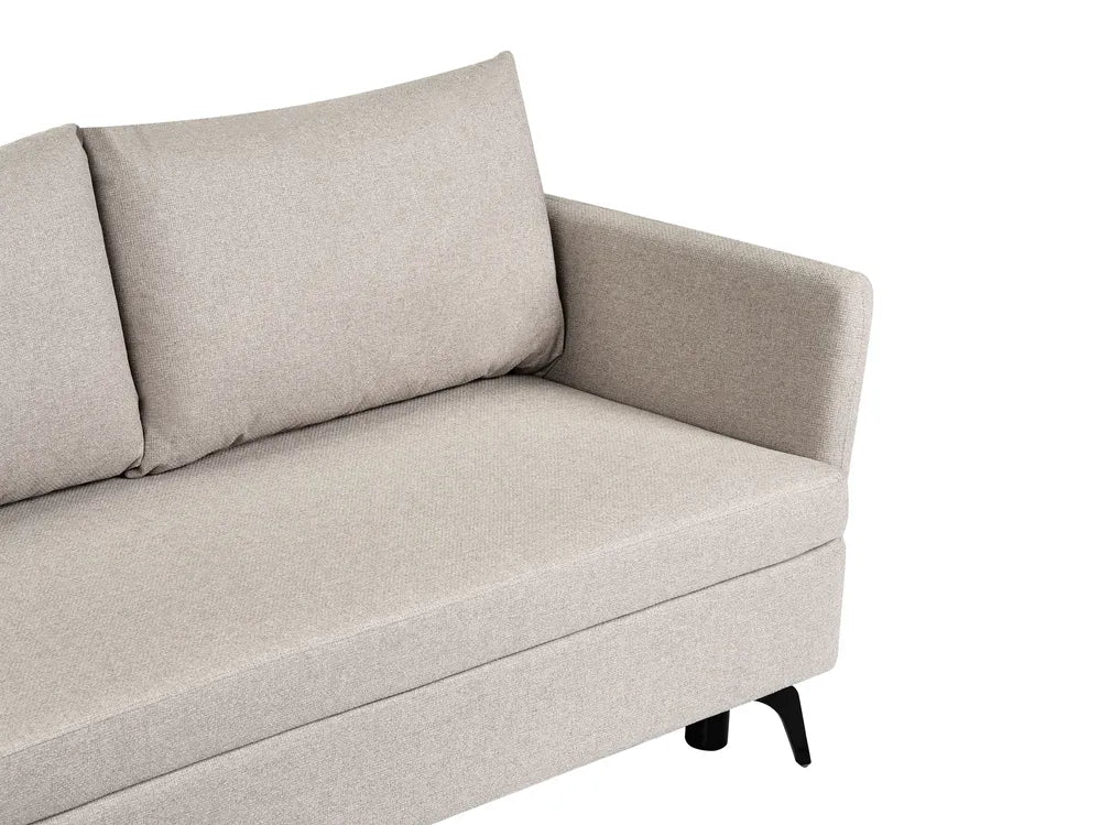 Corner Sofa Bed 3 Seater Fabric Beige with Storage Right Hand Jaydin