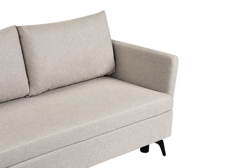 Corner Sofa Bed 3 Seater Fabric Beige with Storage Right Hand Jaydin