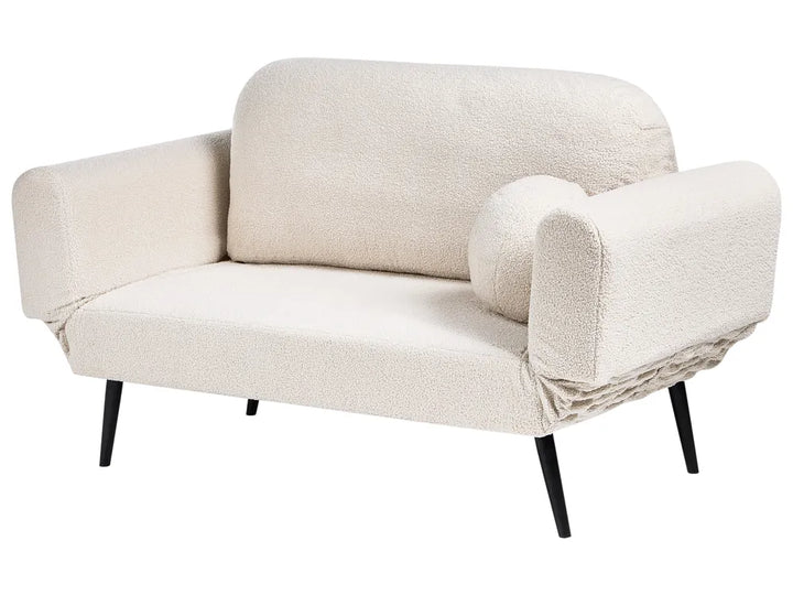 Sofa Bed 2 Seater Boucle Off-White Lukasik