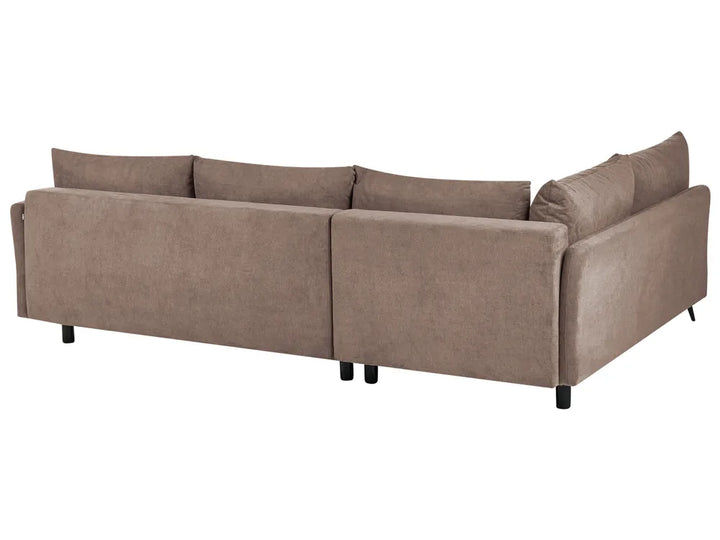 Corner Sofa Bed 3 Seater Fabric Brown with Storage Right Hand Jaydin