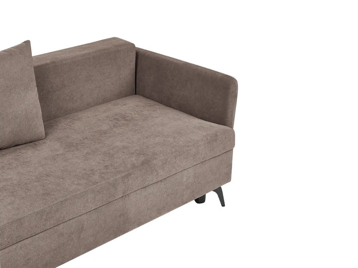 Corner Sofa Bed 3 Seater Fabric Brown with Storage Right Hand Jaydin