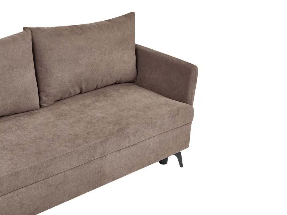 Corner Sofa Bed 3 Seater Fabric Brown with Storage Right Hand Jaydin