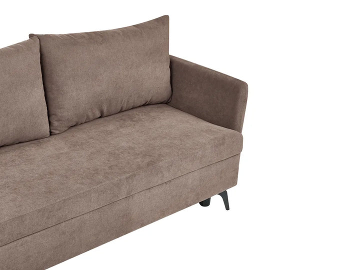 Corner Sofa Bed 3 Seater Fabric Brown with Storage Right Hand Jaydin