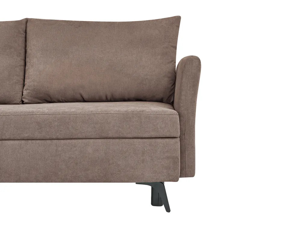 Corner Sofa Bed 3 Seater Fabric Brown with Storage Right Hand Jaydin
