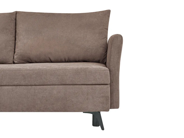 Corner Sofa Bed 3 Seater Fabric Brown with Storage Right Hand Jaydin
