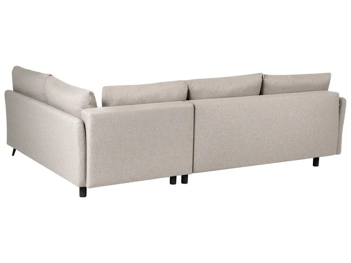 Corner Sofa Bed 3 Seater Fabric Beige with Storage Left Hand Jaydin