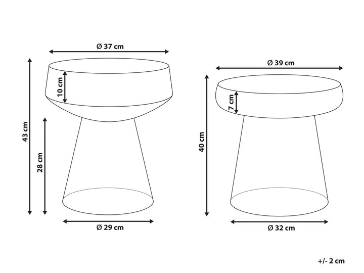 Set of 2 Side Tables Glass Green Cesiro