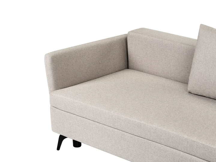 Corner Sofa Bed 3 Seater Fabric Beige with Storage Left Hand Jaydin