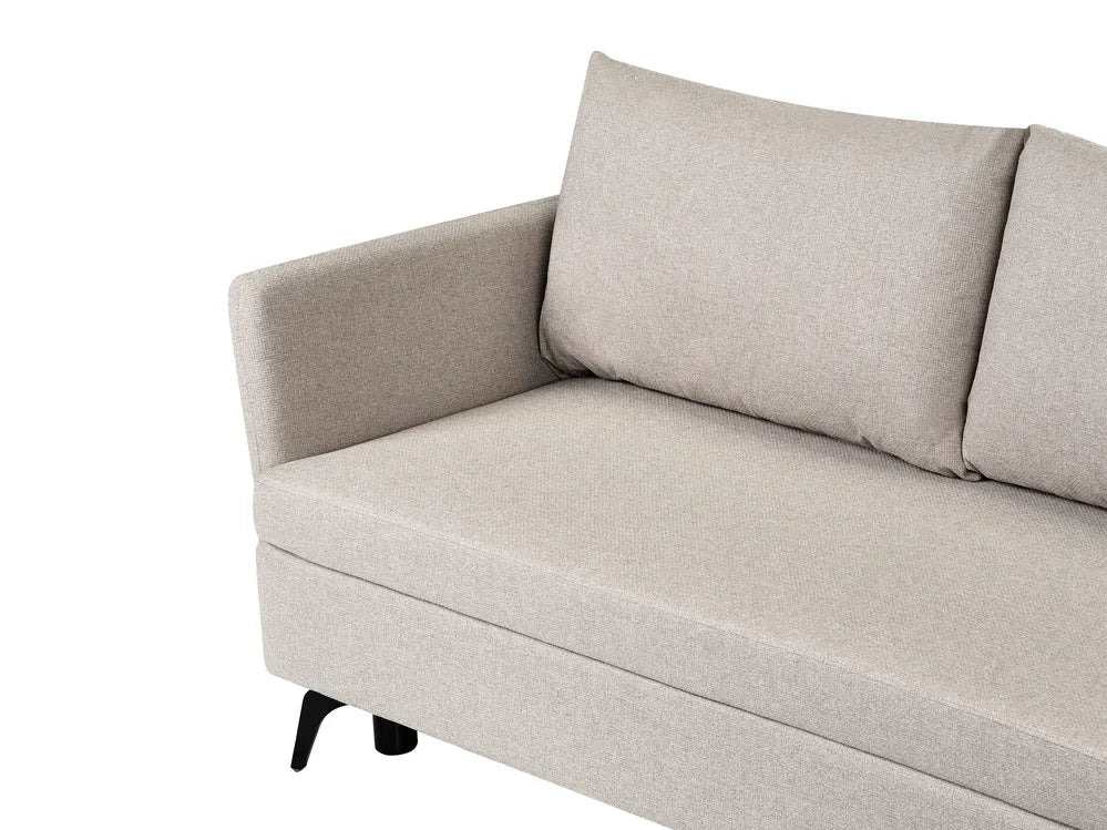 Corner Sofa Bed 3 Seater Fabric Beige with Storage Left Hand Jaydin