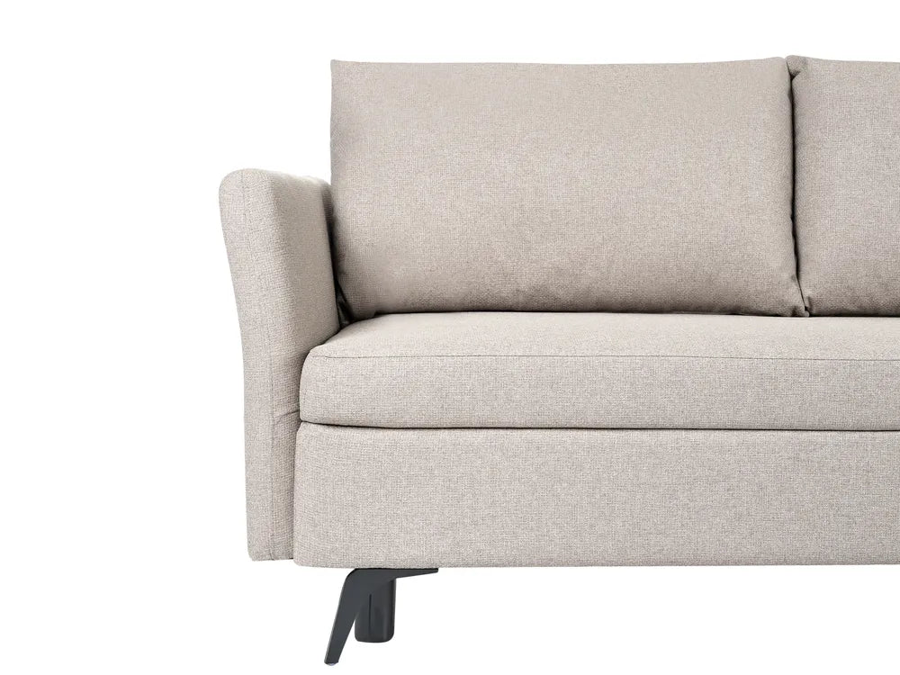 Corner Sofa Bed 3 Seater Fabric Beige with Storage Left Hand Jaydin