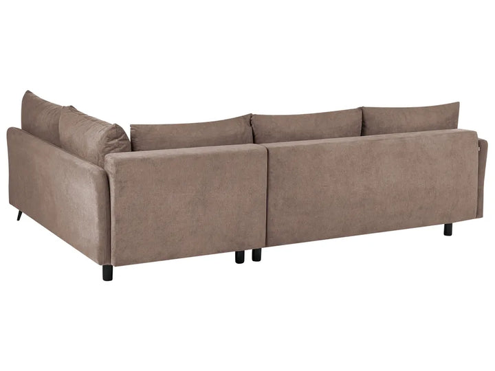 Corner Sofa Bed 3 Seater Fabric Brown with Storage Left Hand Jaydin