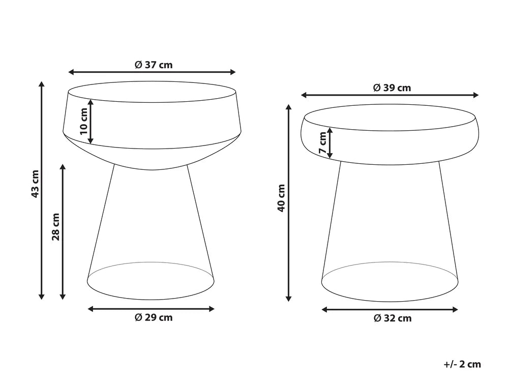 Set of 2 Side Tables Glass Grey Cesiro