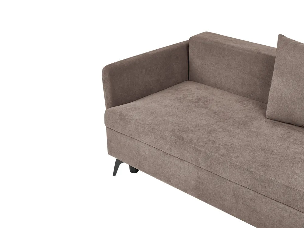 Corner Sofa Bed 3 Seater Fabric Brown with Storage Left Hand Jaydin