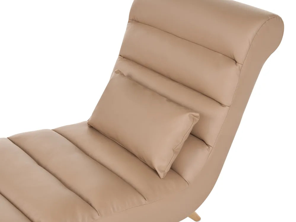 Chaise Longue Faux Leather Light Brown Jareal