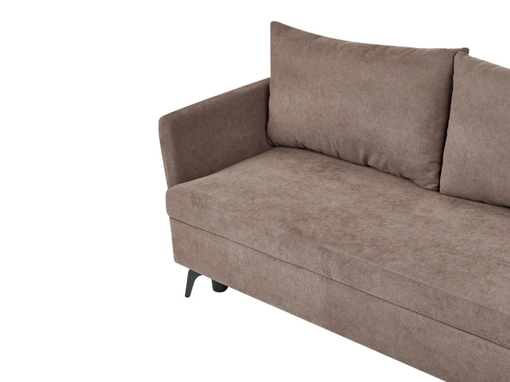 Corner Sofa Bed 3 Seater Fabric Brown with Storage Left Hand Jaydin