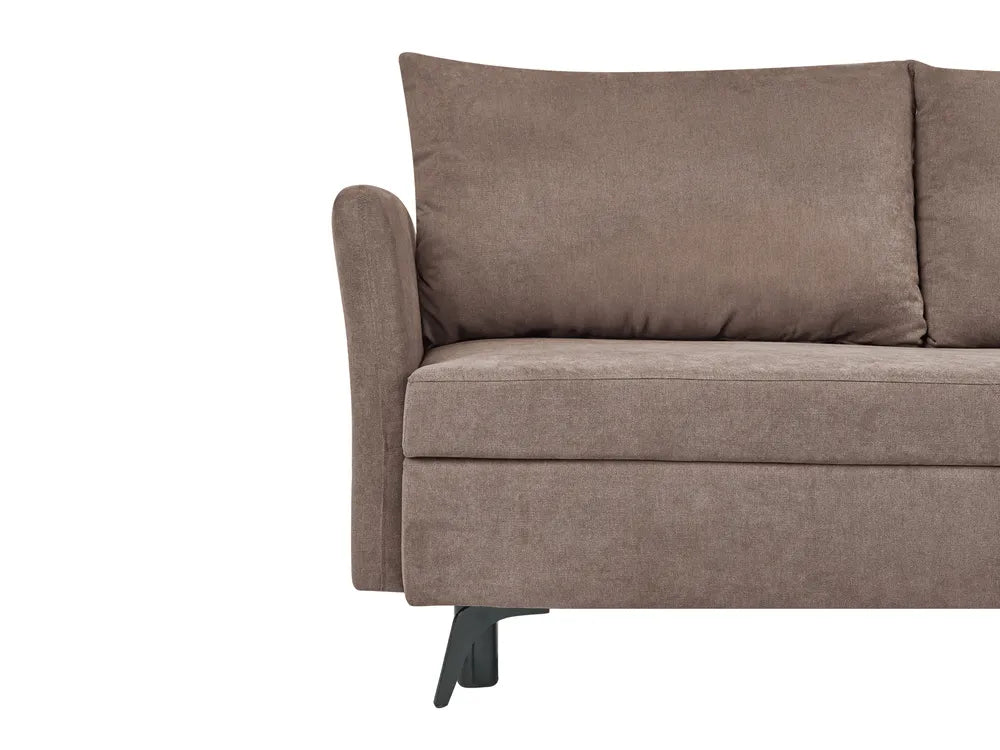 Corner Sofa Bed 3 Seater Fabric Brown with Storage Left Hand Jaydin