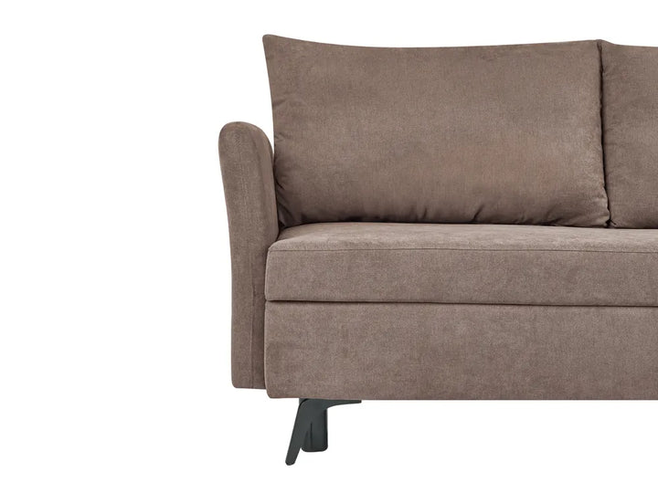 Corner Sofa Bed 3 Seater Fabric Brown with Storage Left Hand Jaydin