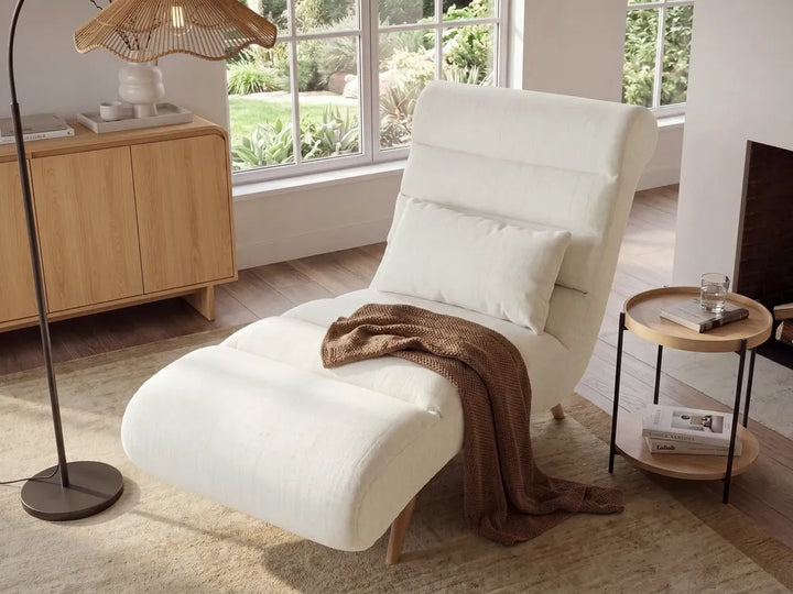 Comfortable Off-White Fabric Chaise Lounge for Relaxing