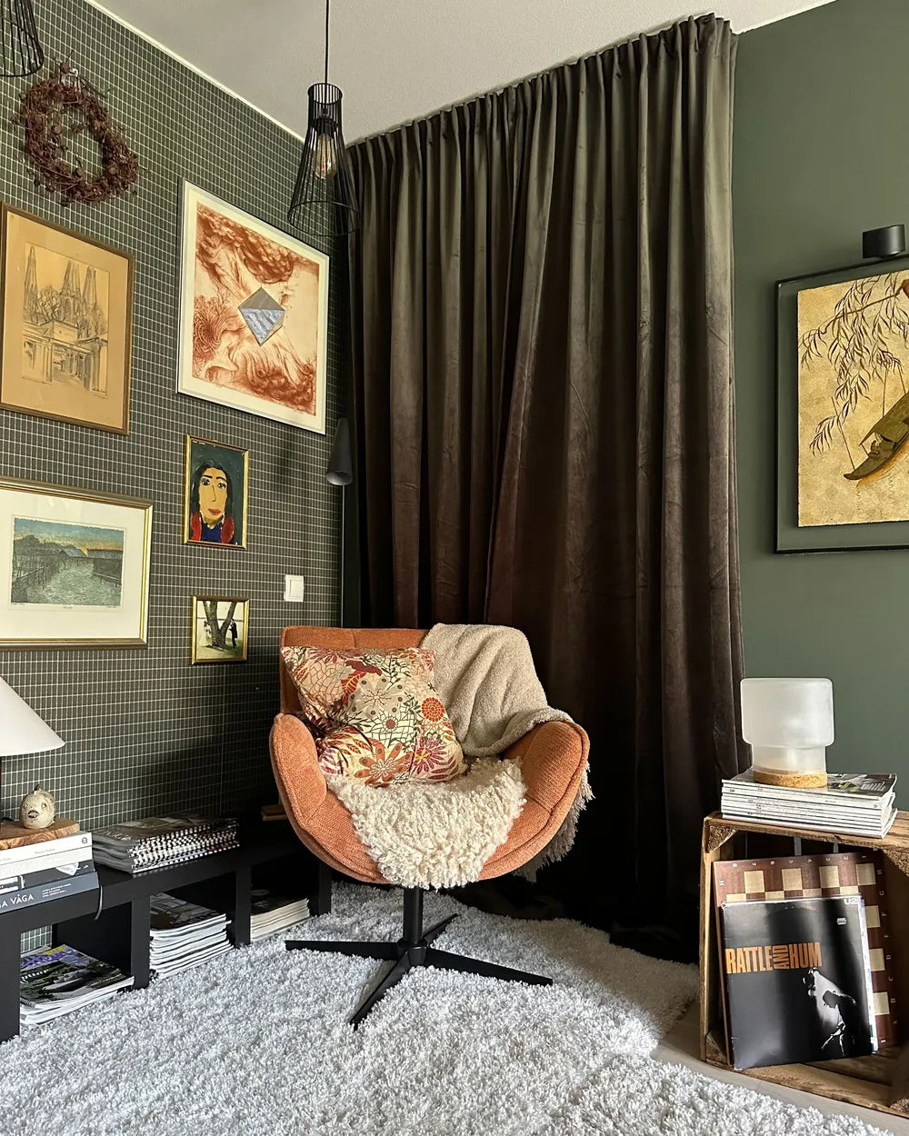 Modern orange swivel armchair