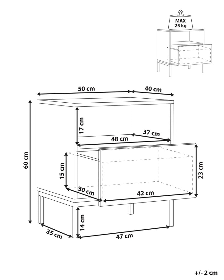 1 Drawer Bedside Table Dark Brown Eisenman